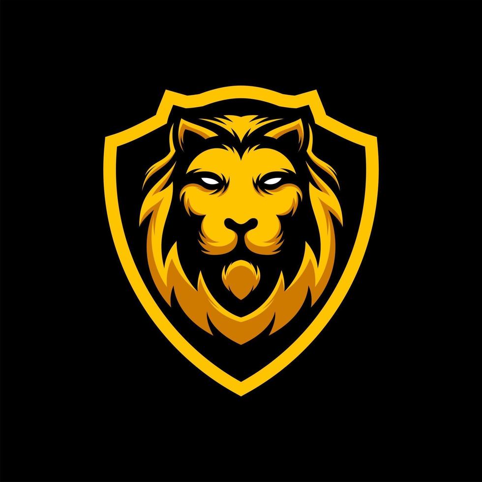 AWESOME LION HEAD SHIELD LOGO MASCOT VECTOR ILLUSTRATION