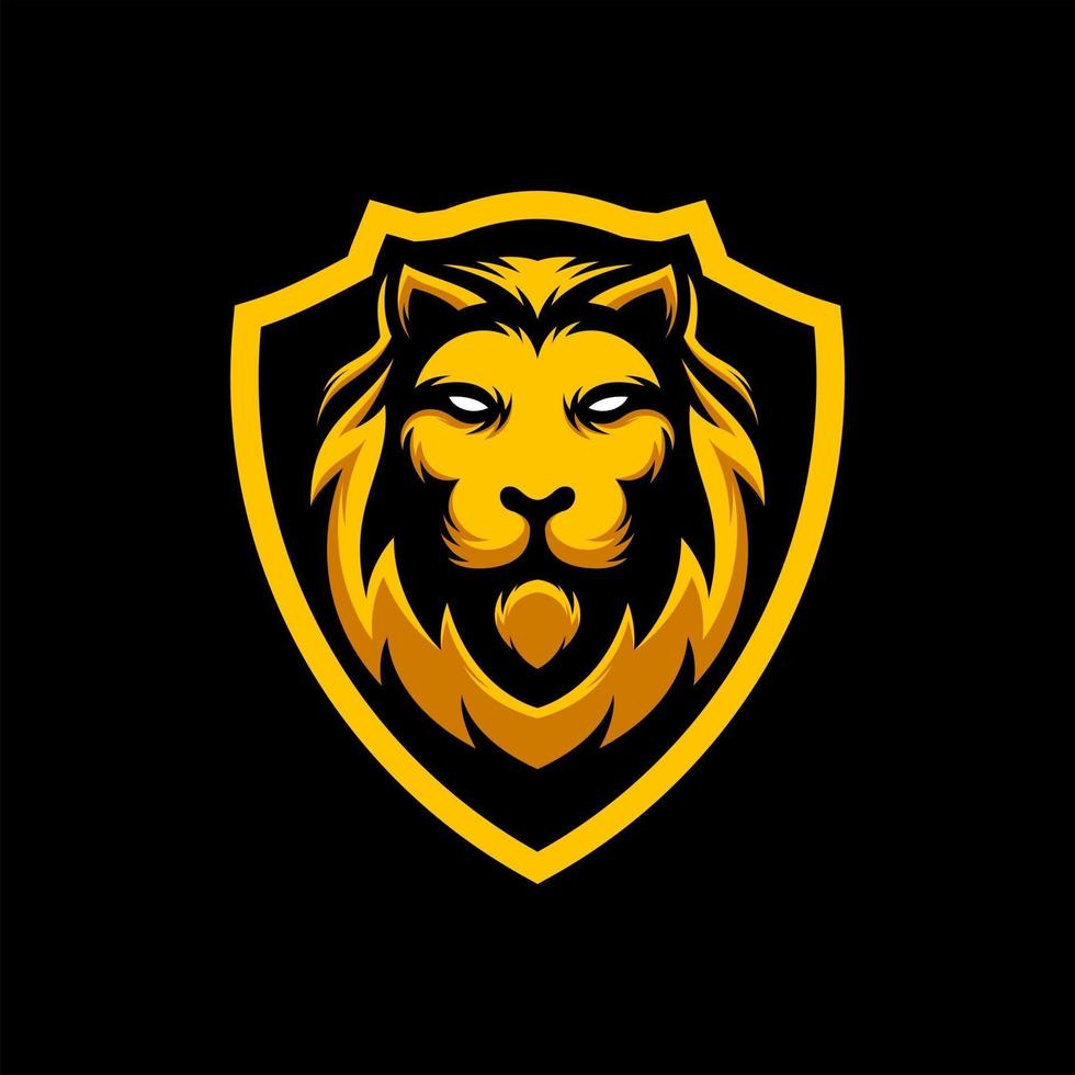 AWESOME LION HEAD SHIELD LOGO MASCOT VECTOR ILLUSTRATION