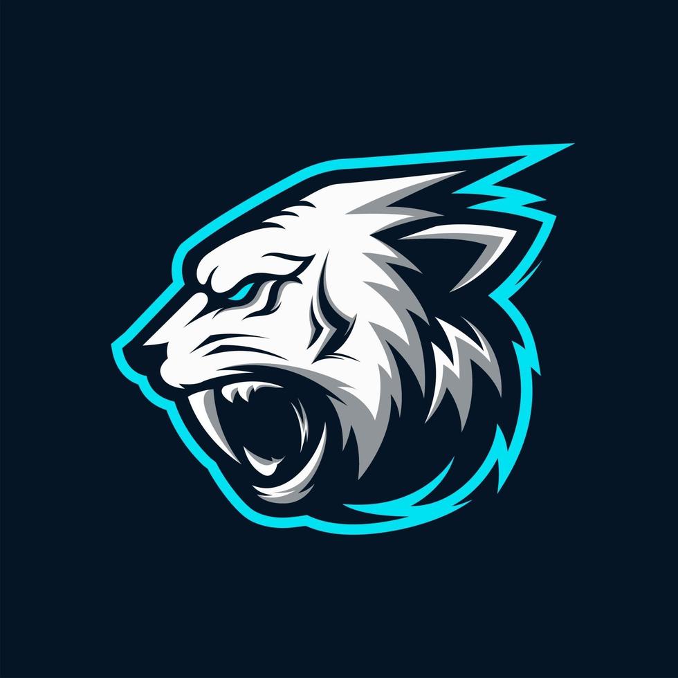AWESOME ANGRY WHITE TIGER HEAD LOGO MASCOT VECTOR ILLUSTRATION 3465943