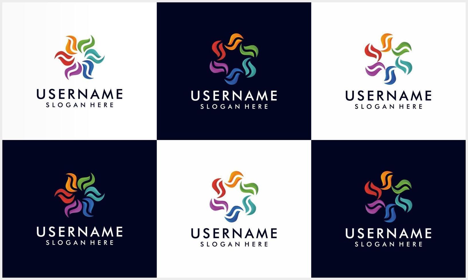 set of colorful spiral and swirl motion logo design template vector
