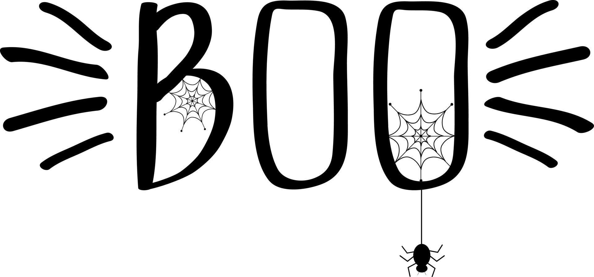 Halloween lettering Boo with a spider. vector
