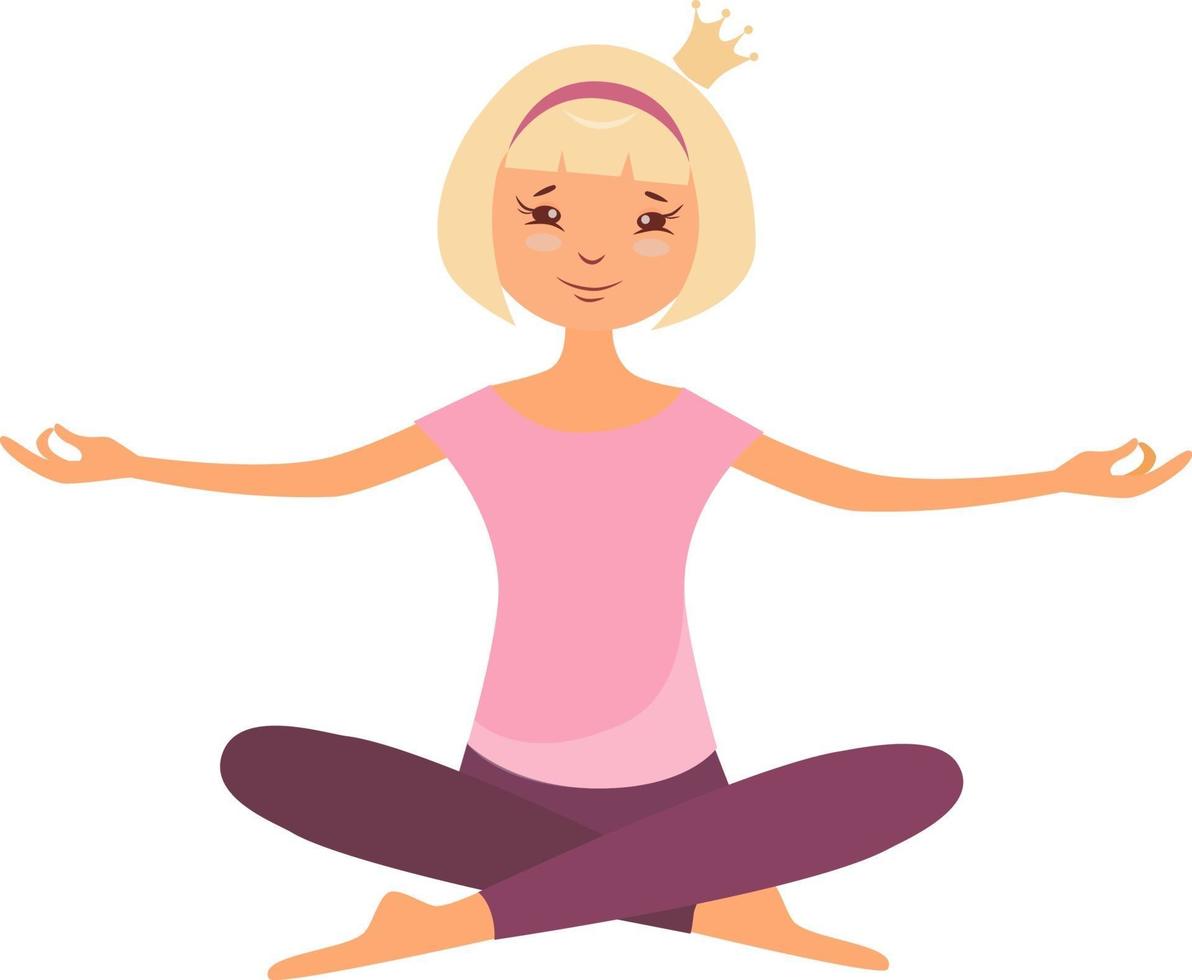 The girl meditates in the lotus position vector