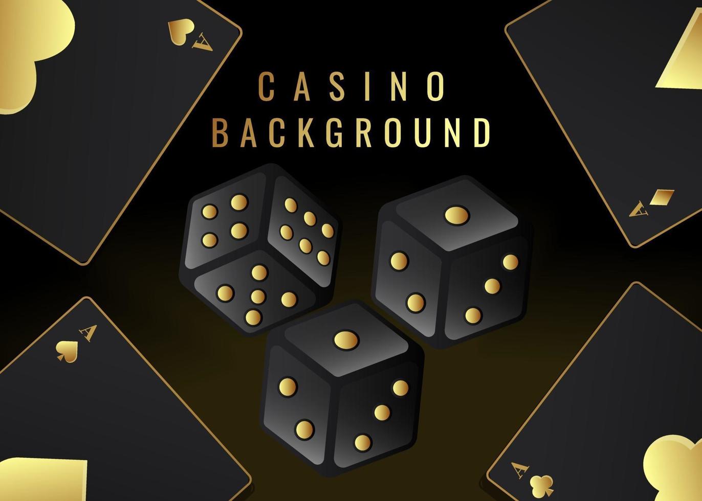 casino background with gold playing card and gold dice vector