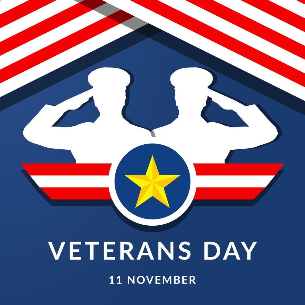 veterans day design with two soldier saluting. 11 november vector