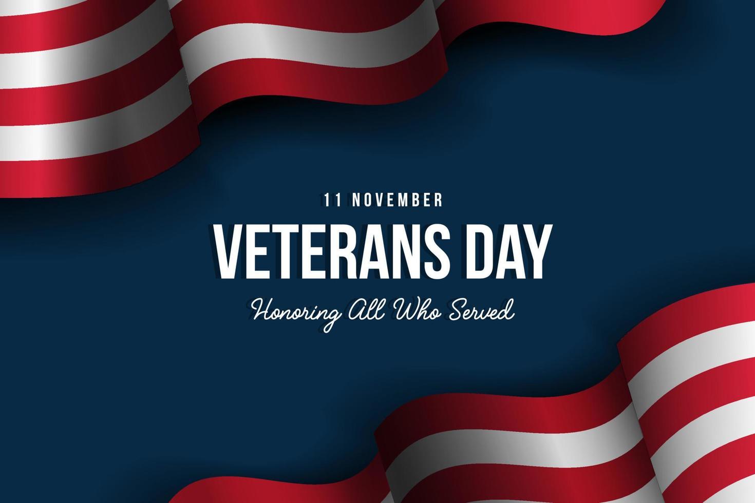 veterans day background with realistic american flag. honoring all who served vector