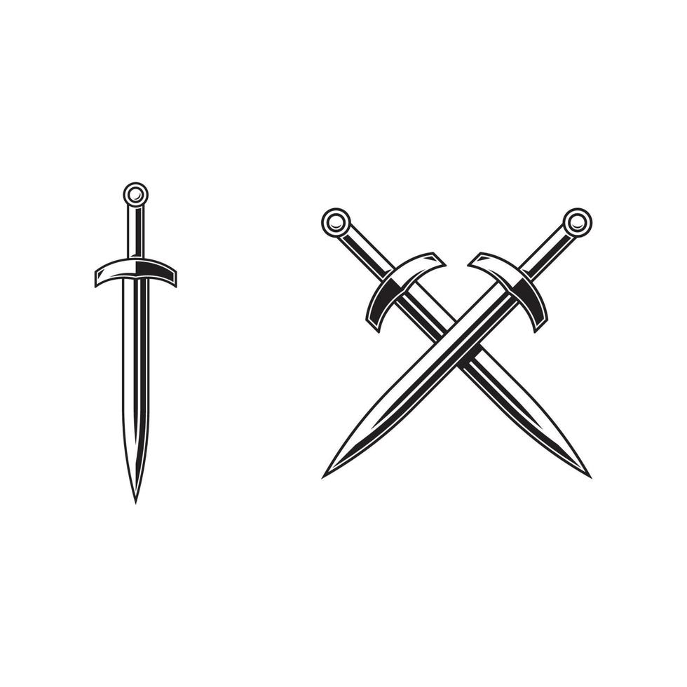Crossed swords isolated on white background. Design element for