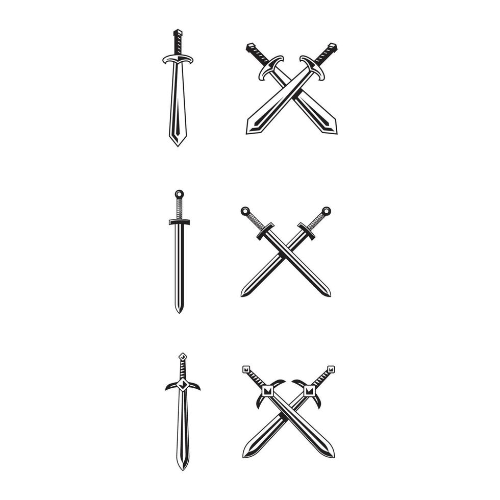 knight swords isolated on white background vector