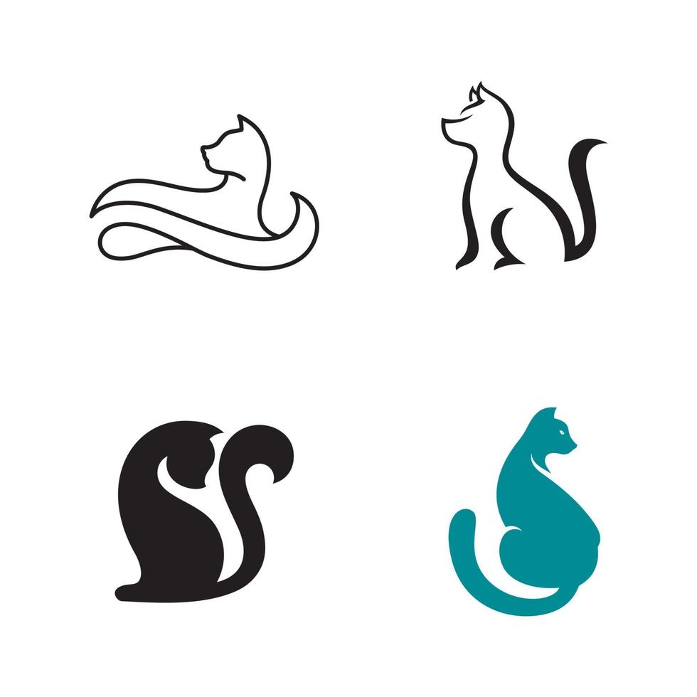 Diseño de ilustración de vector de diseño de icono de gato