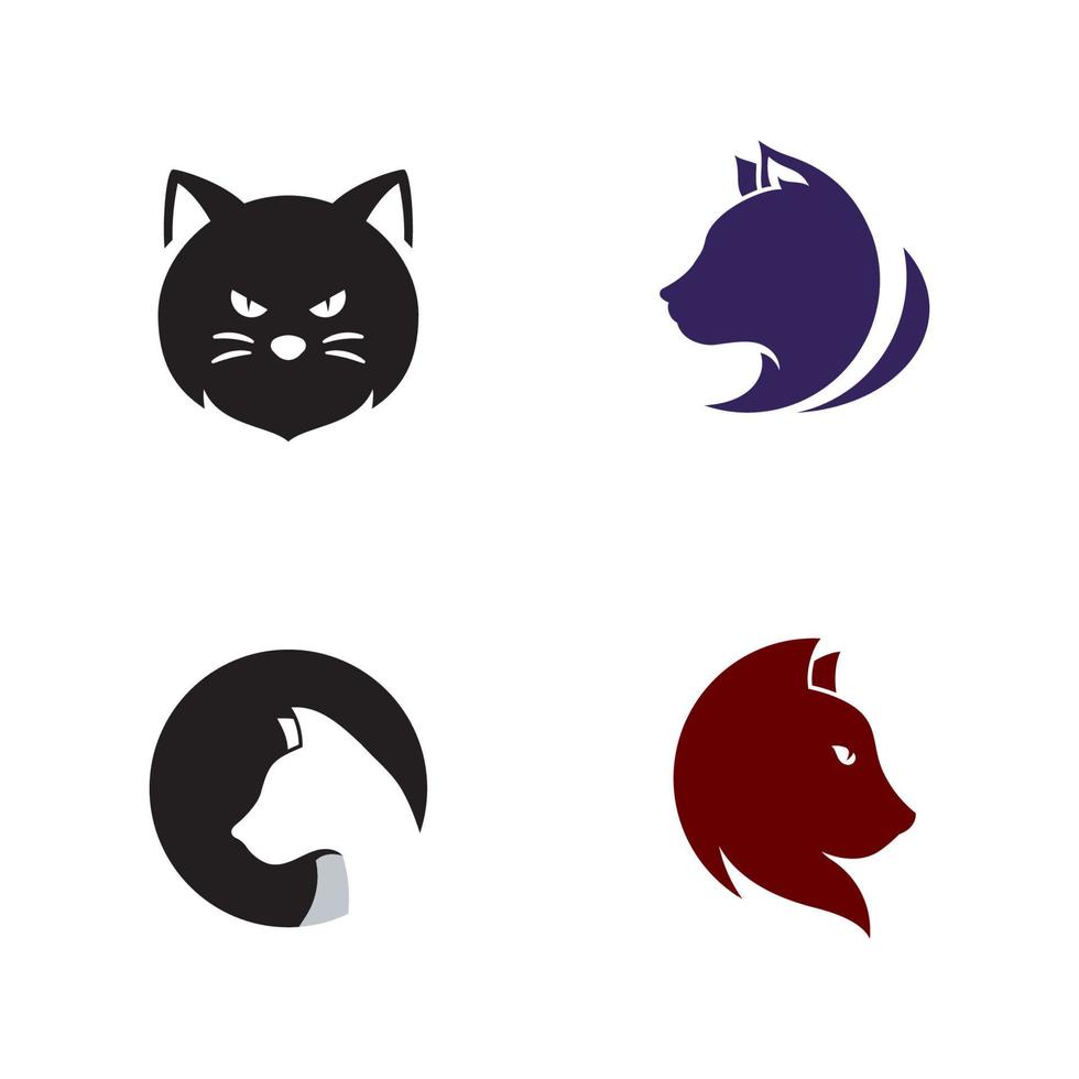 Diseño de ilustración de vector de diseño de icono de gato