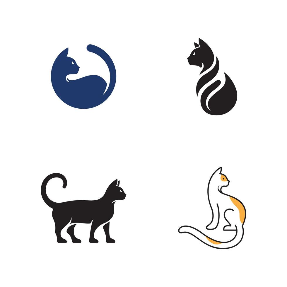 Diseño de ilustración de vector de diseño de icono de gato