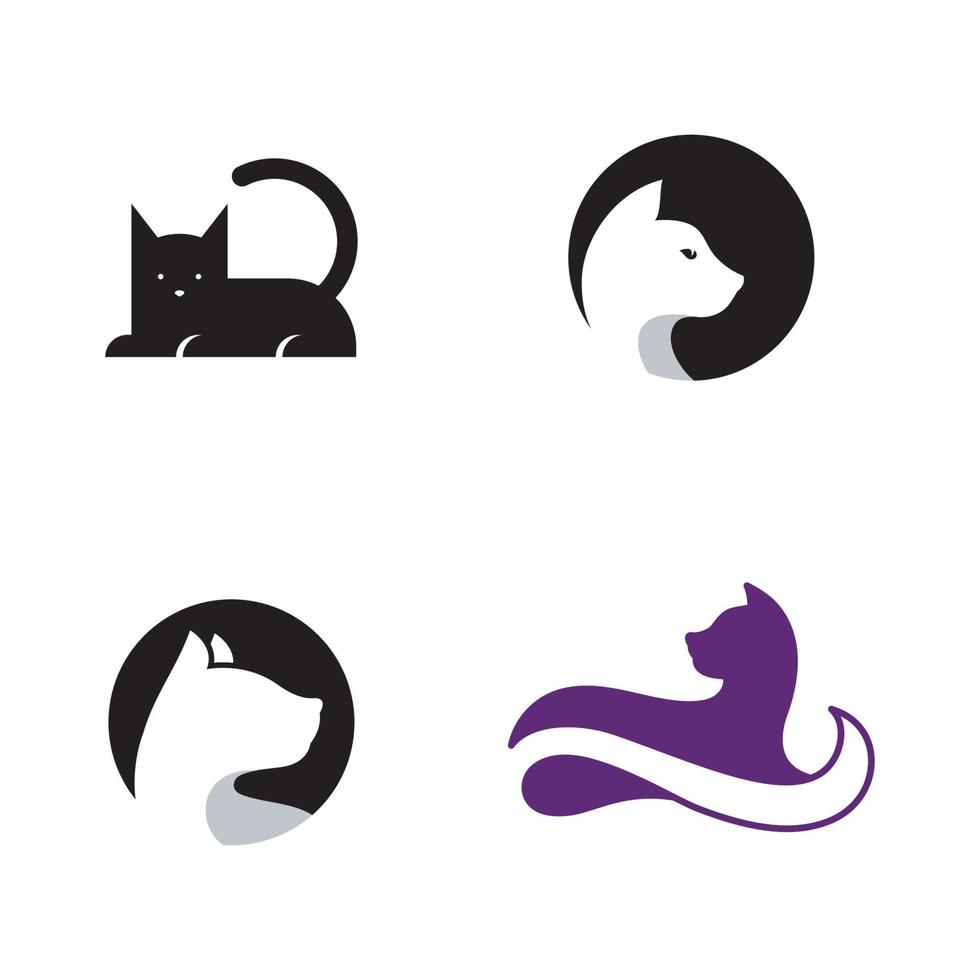 Diseño de ilustración de vector de diseño de icono de gato