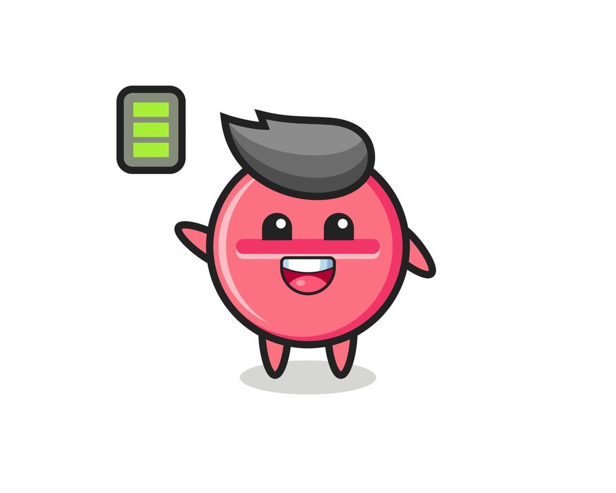 medicine tablet mascot character with energetic gesture vector