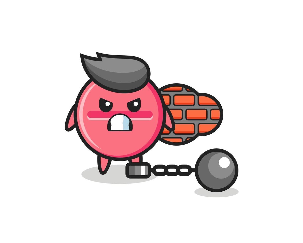 Character mascot of medicine tablet as a prisoner vector