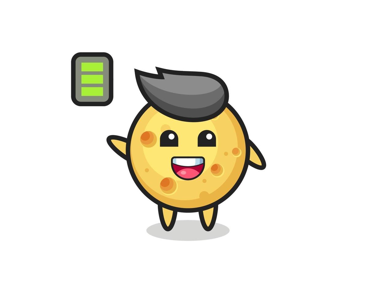 round cheese mascot character with energetic gesture vector