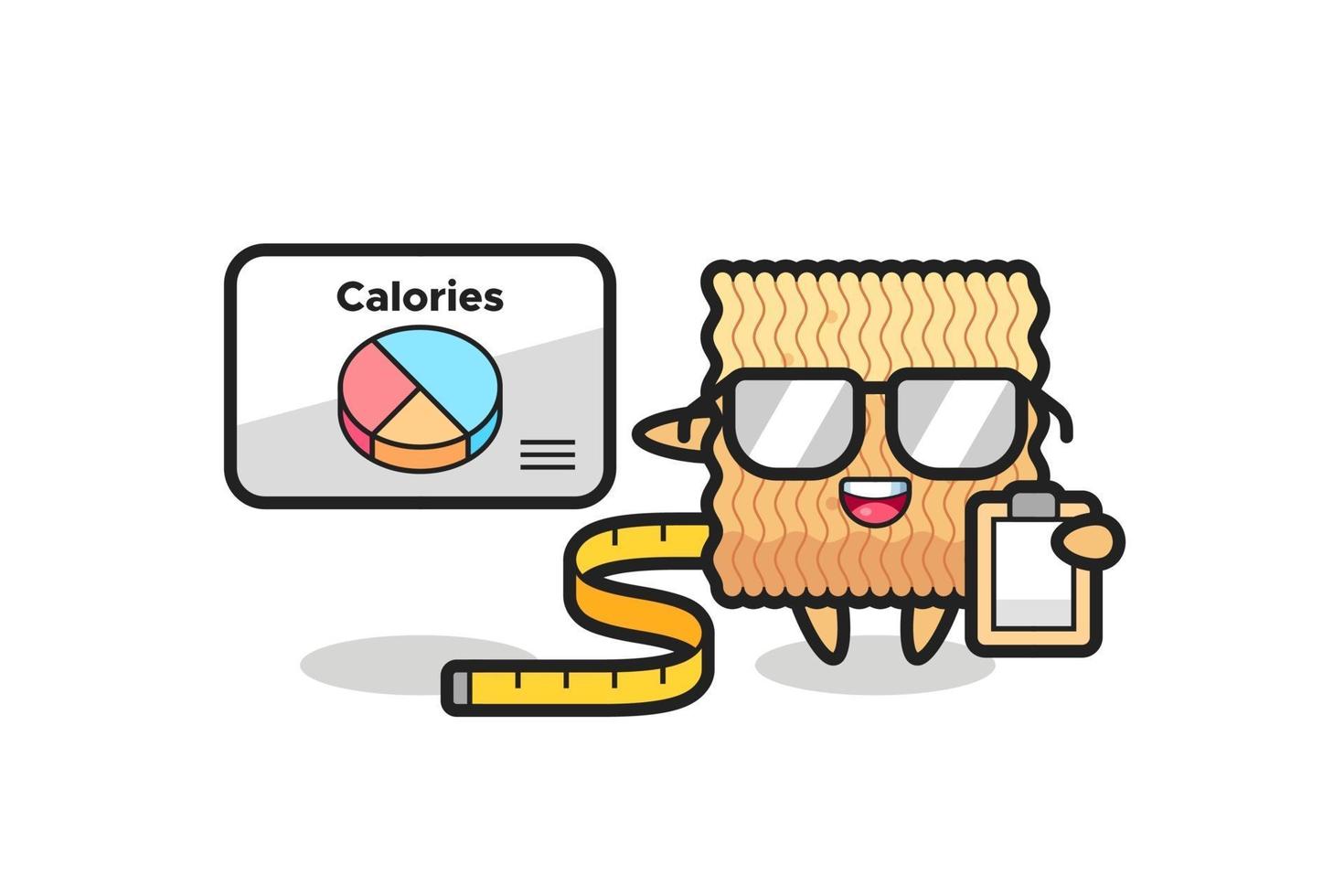 Illustration of raw instant noodle mascot as a dietitian vector