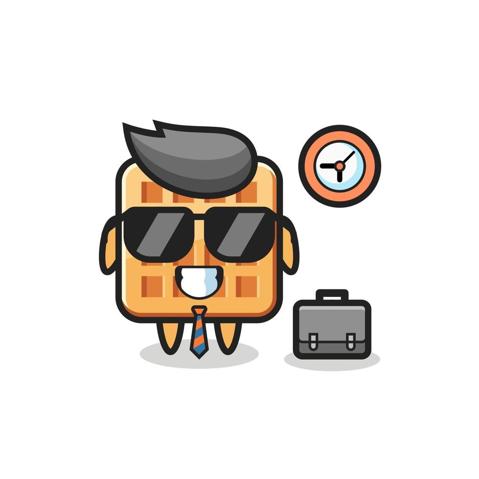 Cartoon mascot of waffle as a businessman vector