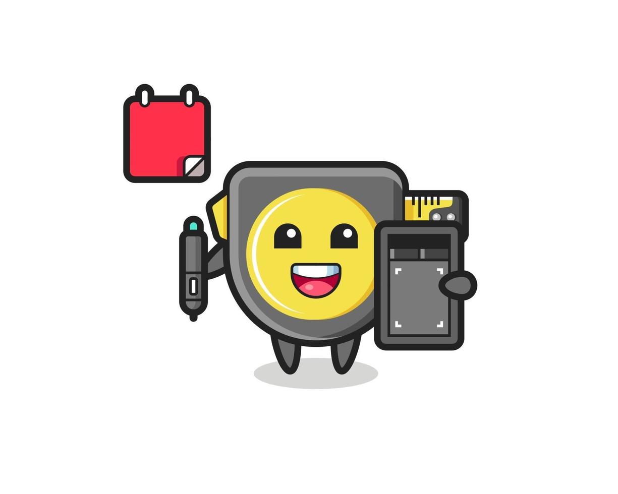 Illustration of tape measure mascot as a graphic designer vector