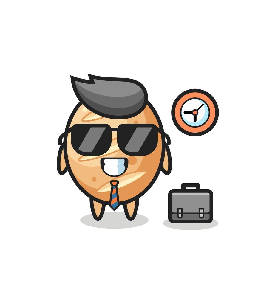 Cartoon mascot of french bread as a businessman vector