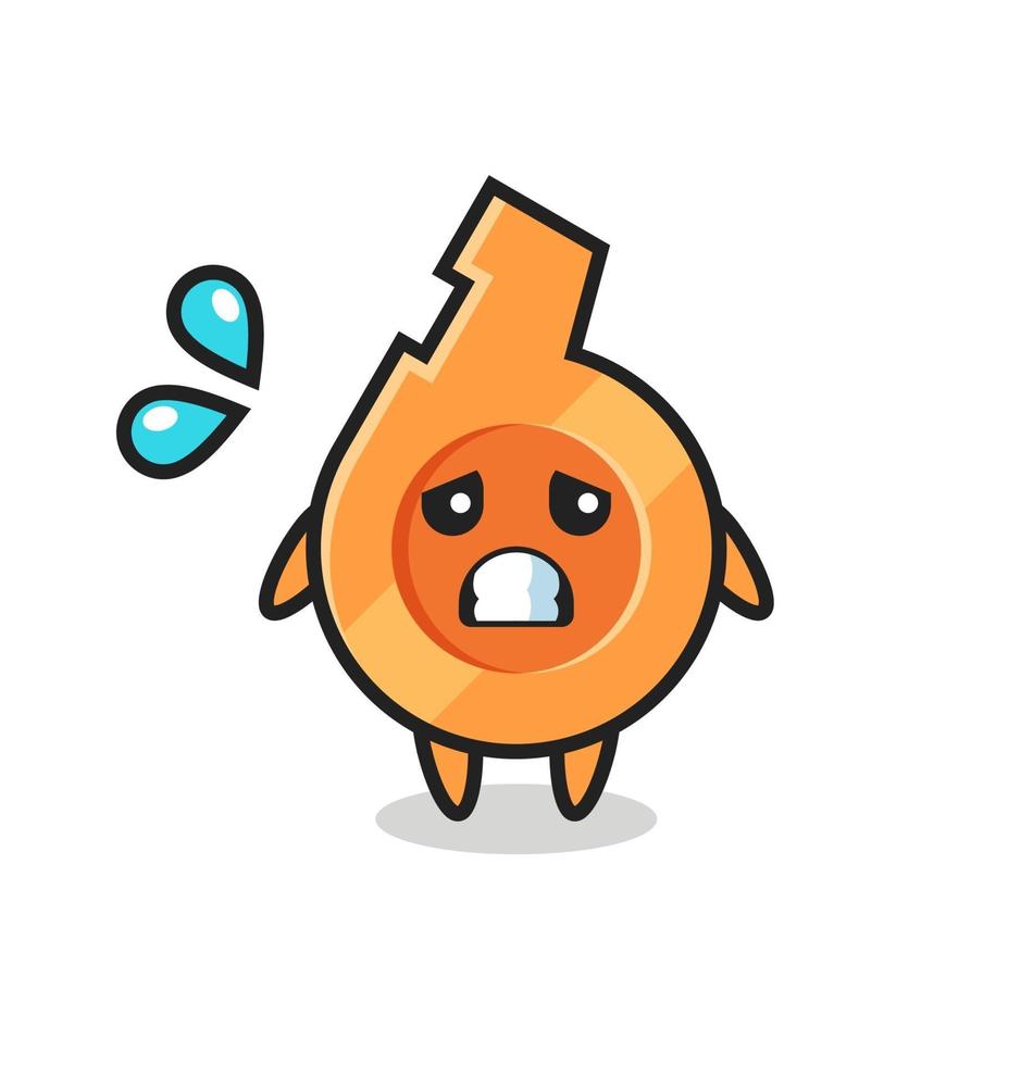 whistle mascot character with afraid gesture vector