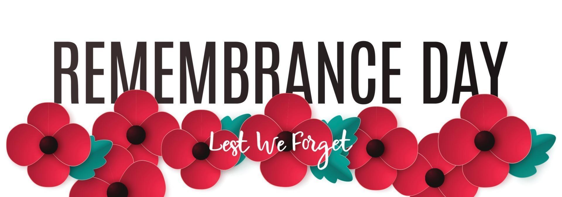 Remembrance Day greeting long banner of poppy flowers vector