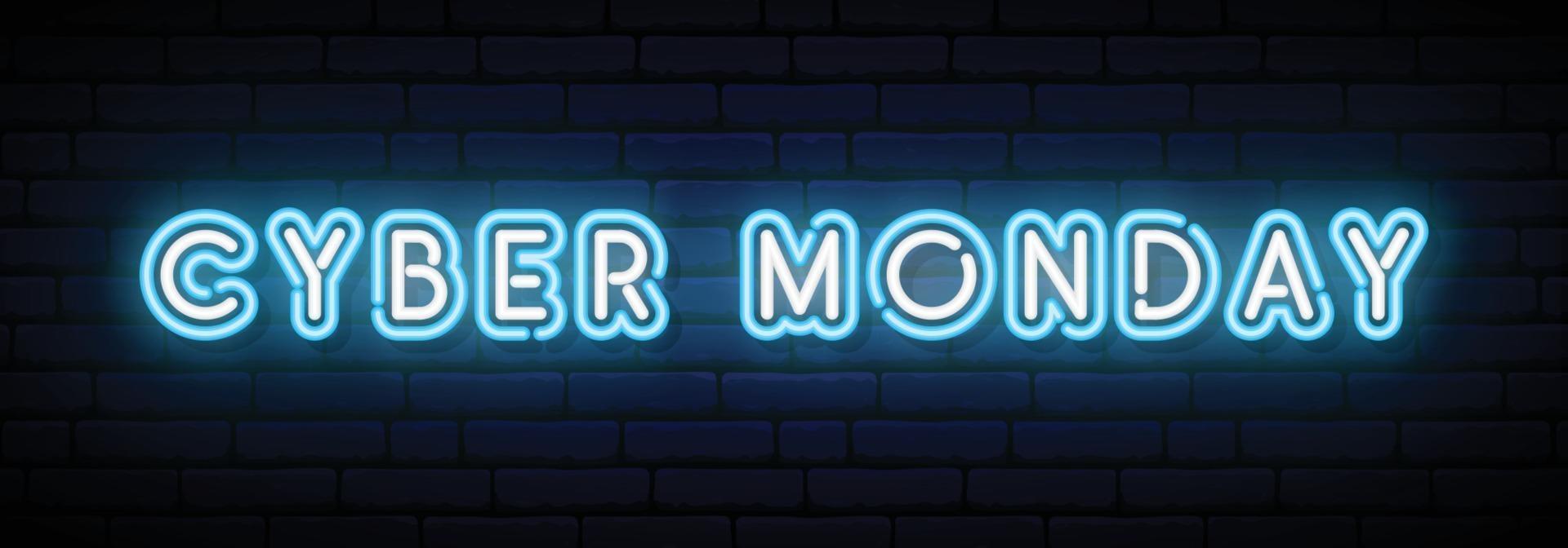 Neon Cyber Monday Banner. vector