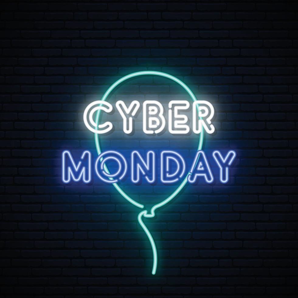 Cyber Monday neon signboard vector