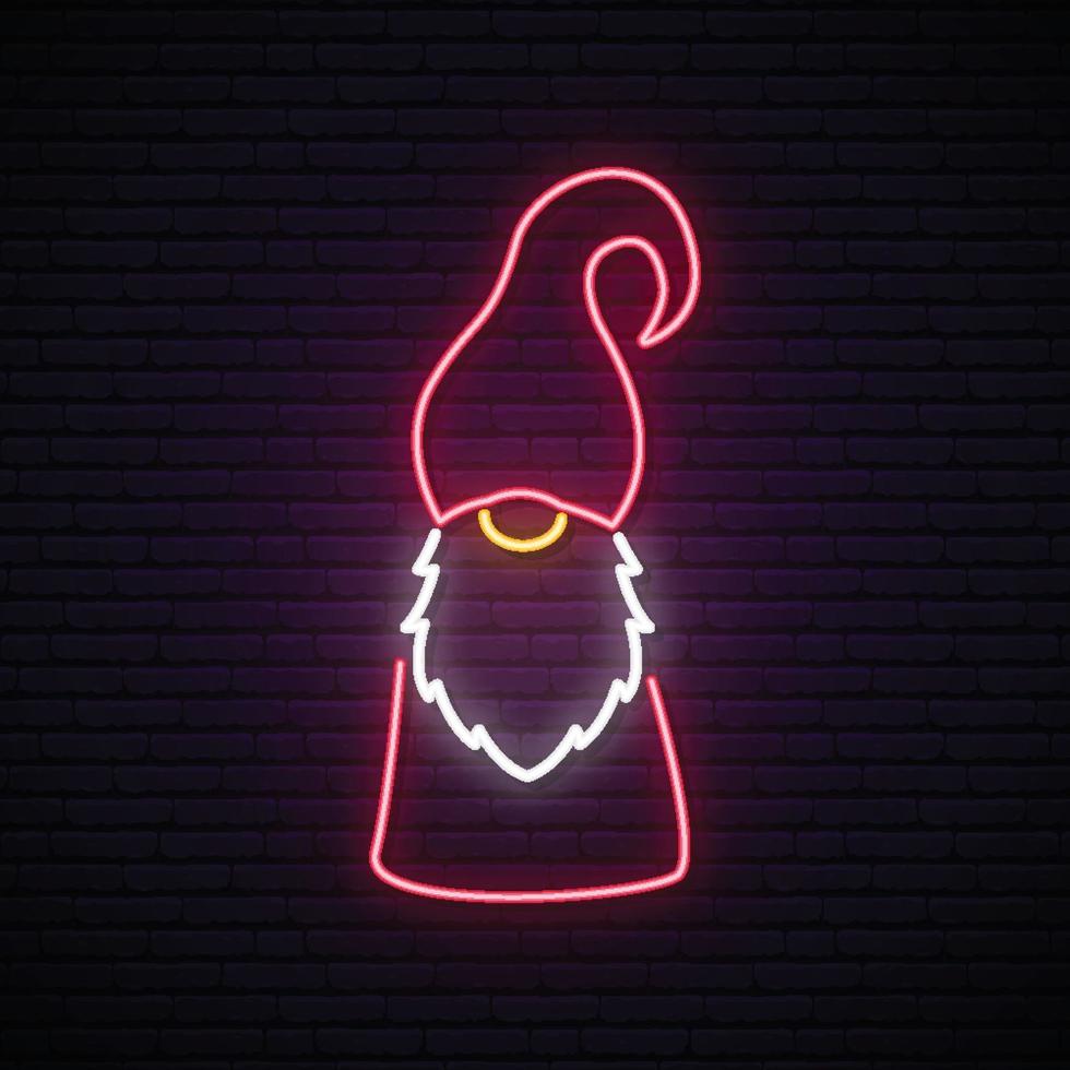Christmas gnome neon sign vector