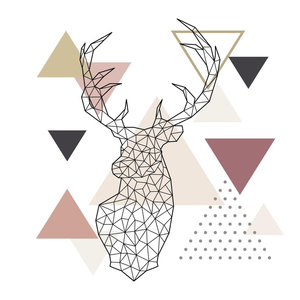 Deer head in a geometric style on abstract background vector