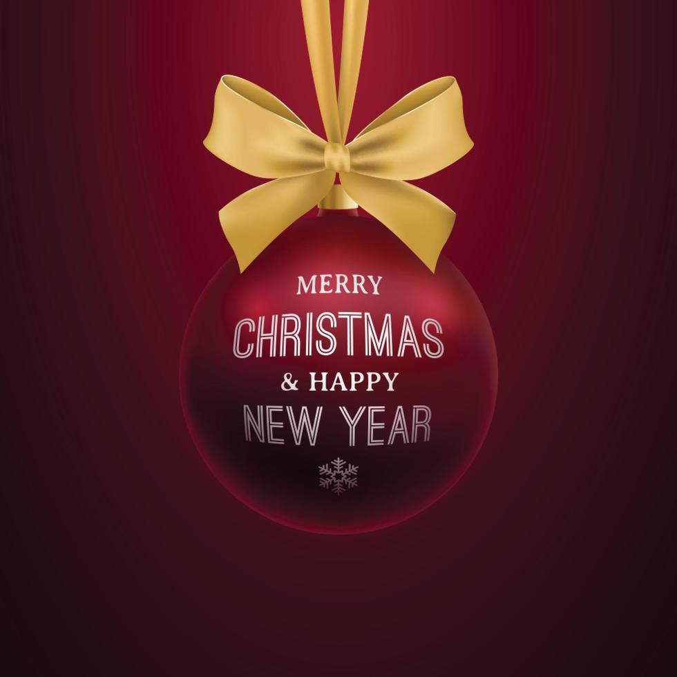 Realistic Dark red Christmas ball vector