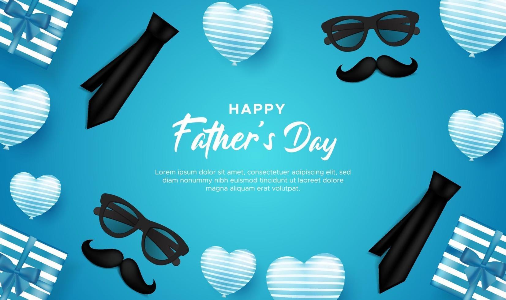 Father's Day poster or banner template with tie and gift box vector