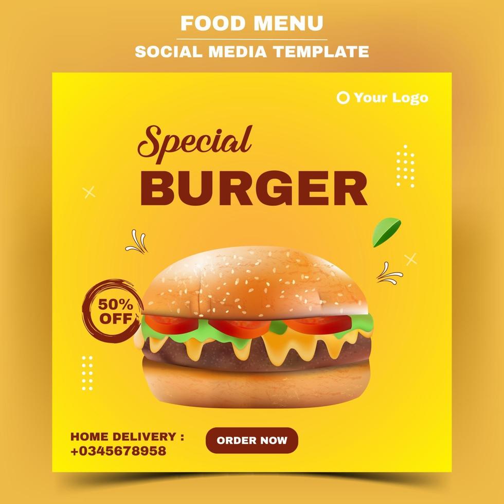 Special burger social media post template vector