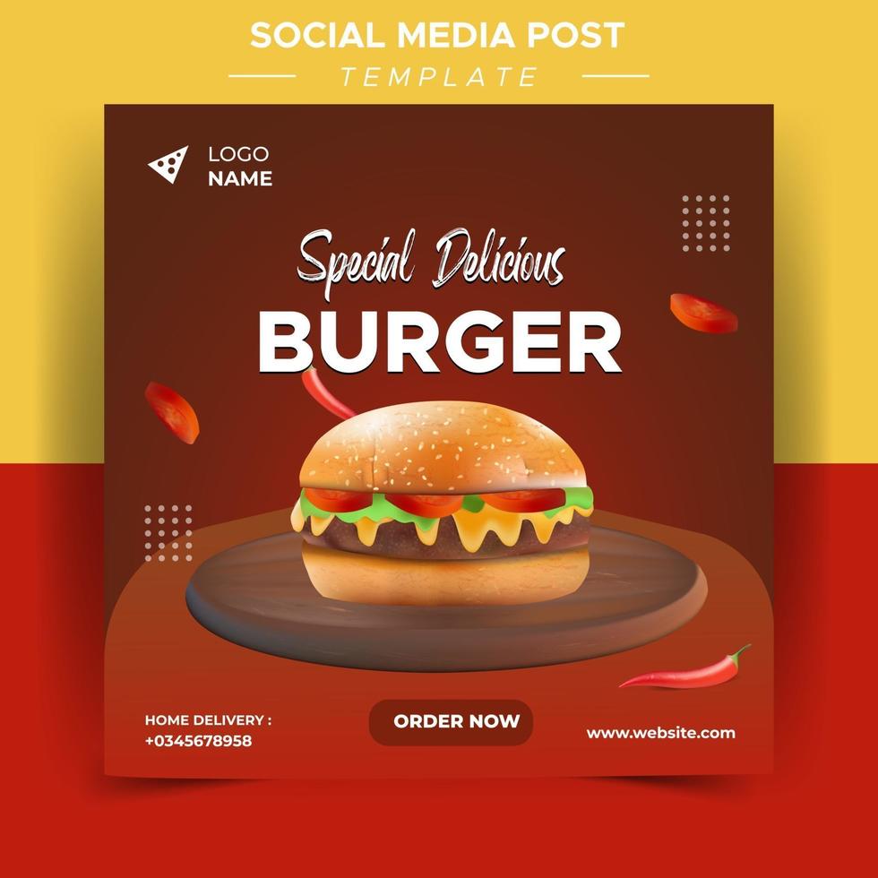 Editable social media post template. burger or banner ad vector