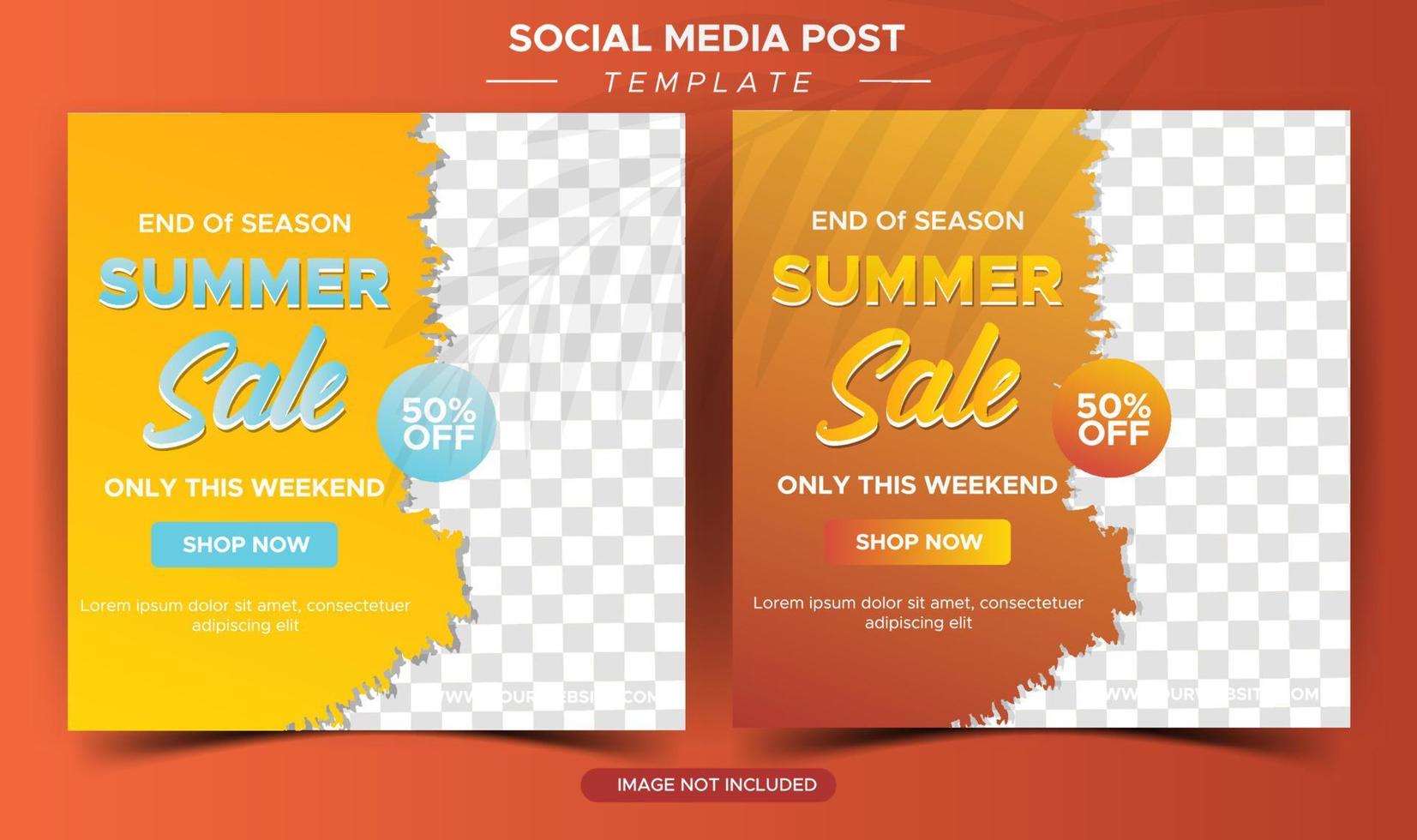 Social media post template with summer vector