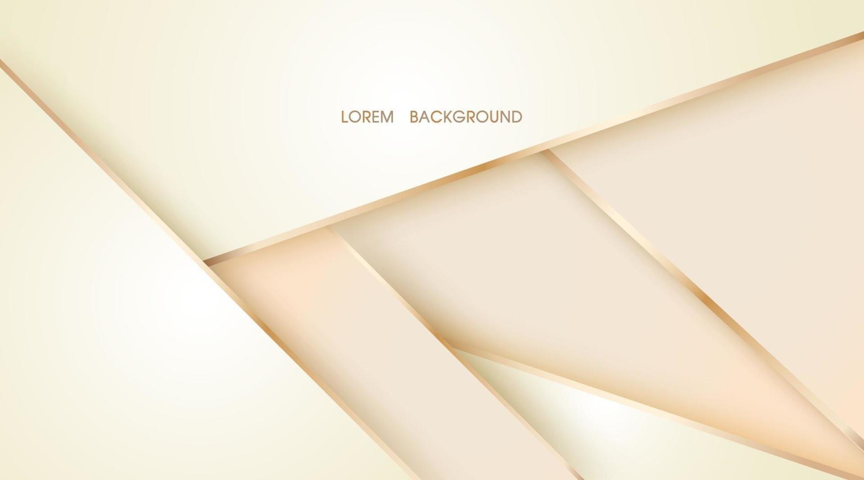 Beige abstract layer overlaps illustration with golden line background vector