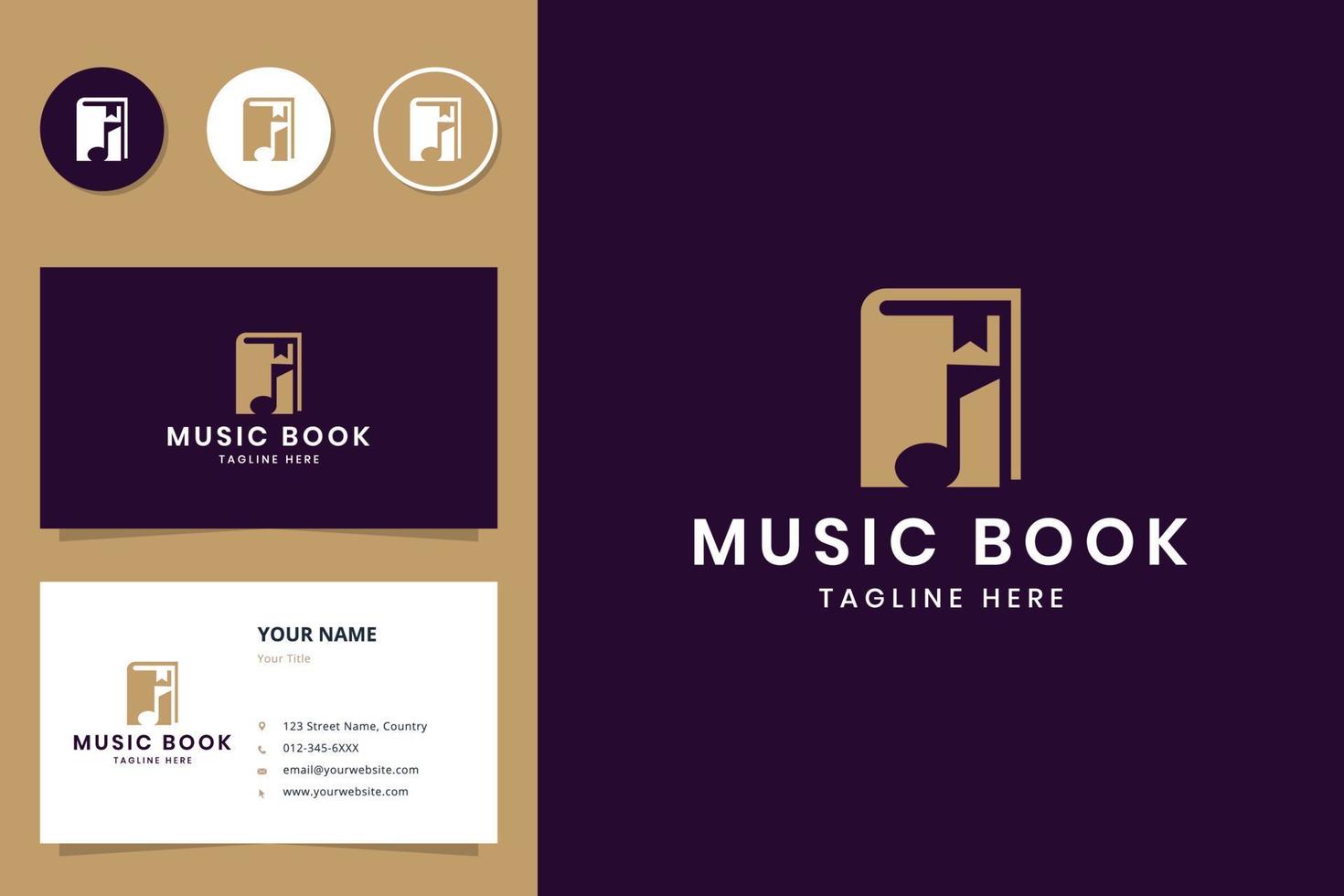 music book negative space logo design vector