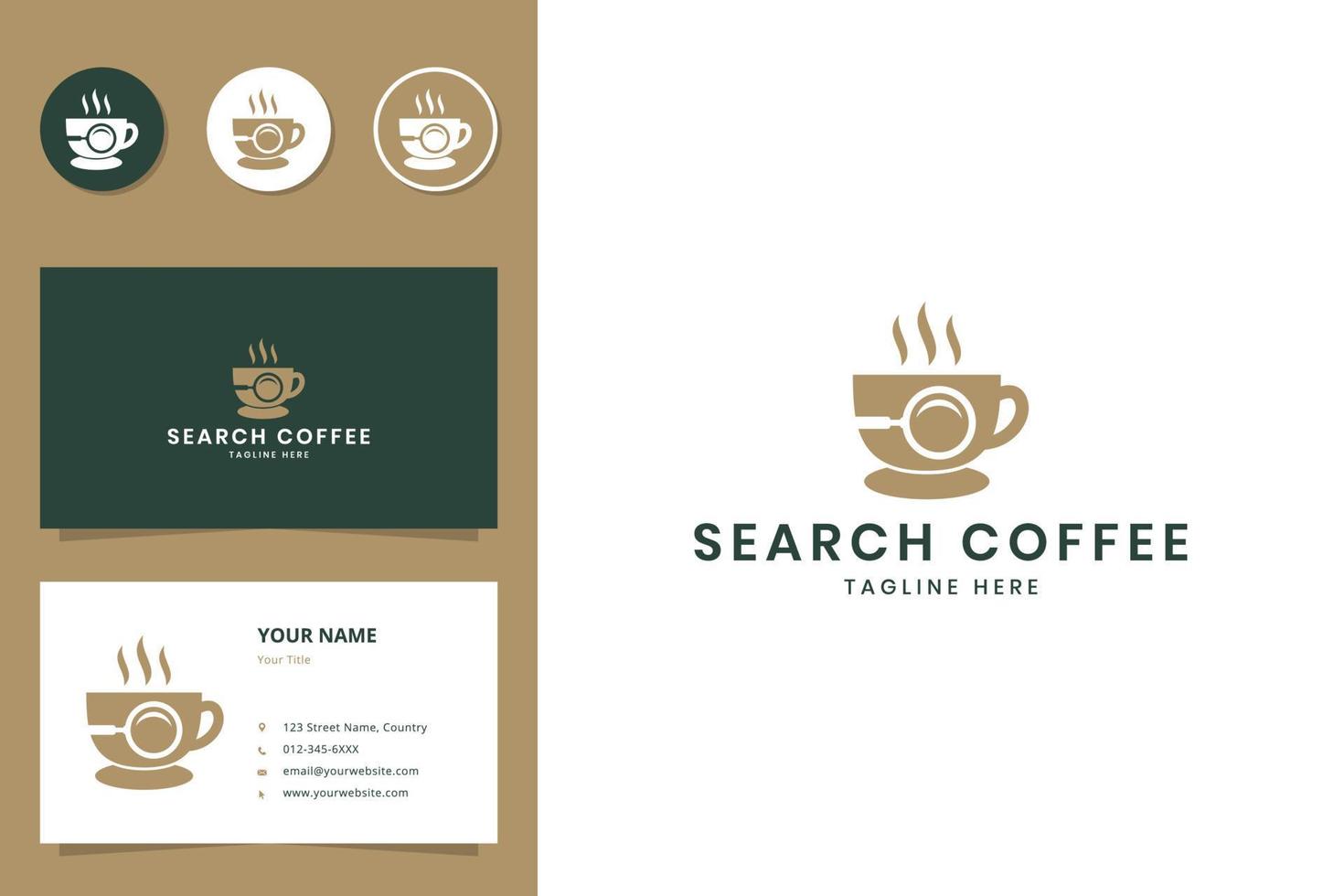 search coffee negative space logo design vector