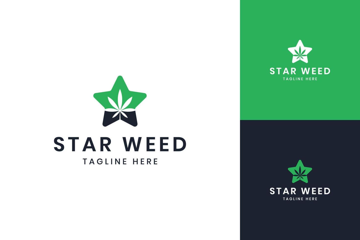 star cannabis negative space logo design vector