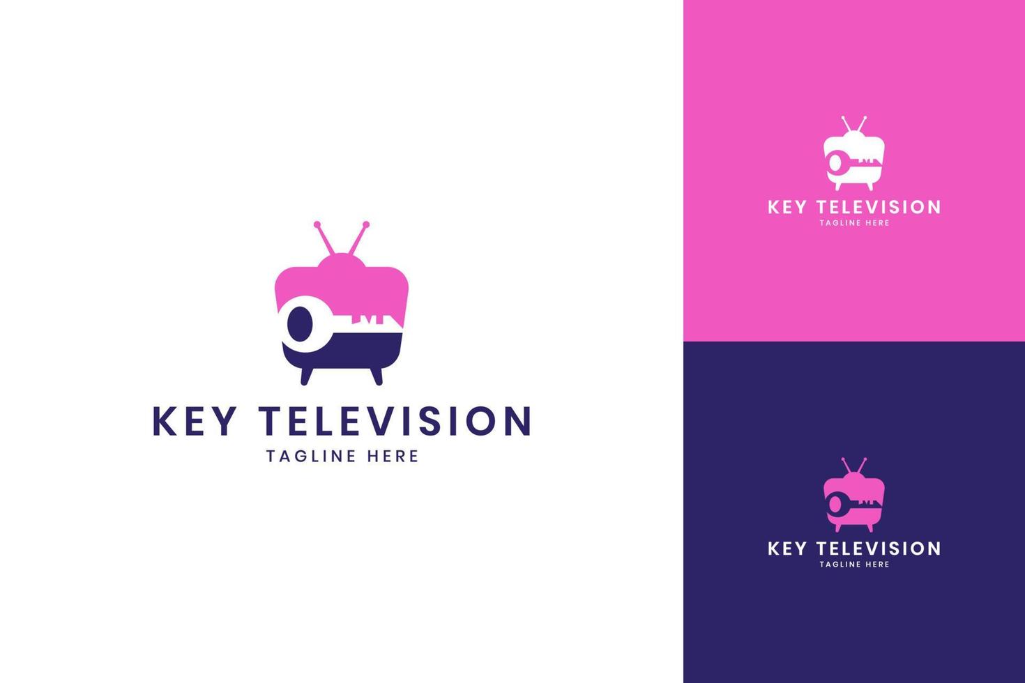 key television negative space logo design vector