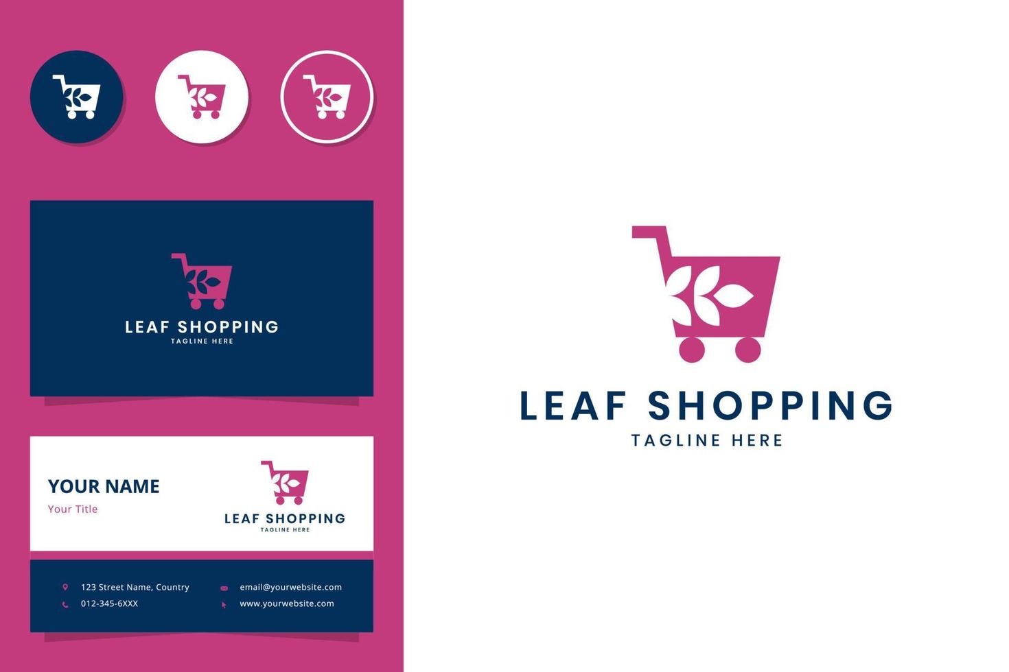 leaf shopping negative space logo design vector