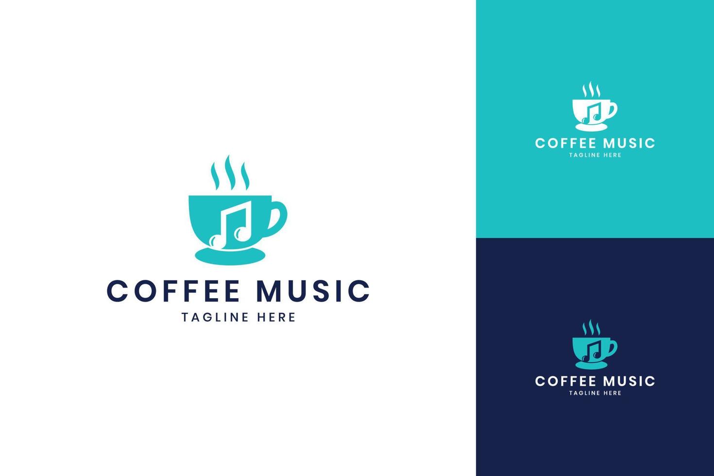 diseño de logotipo de espacio negativo de café de música vector