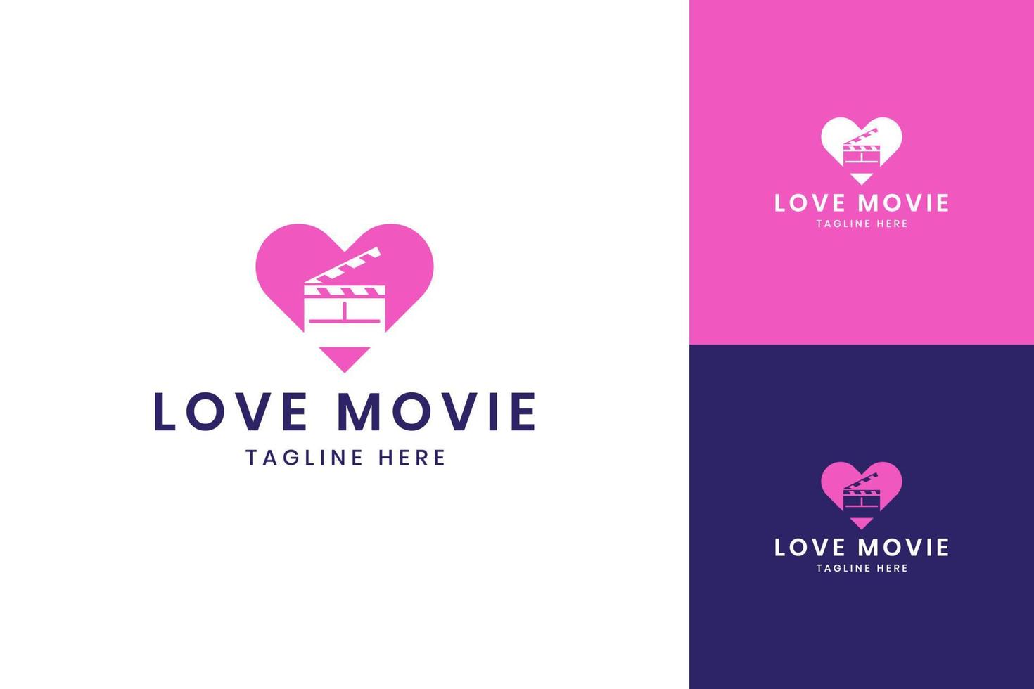 diseño de logotipo de espacio negativo de película de amor vector