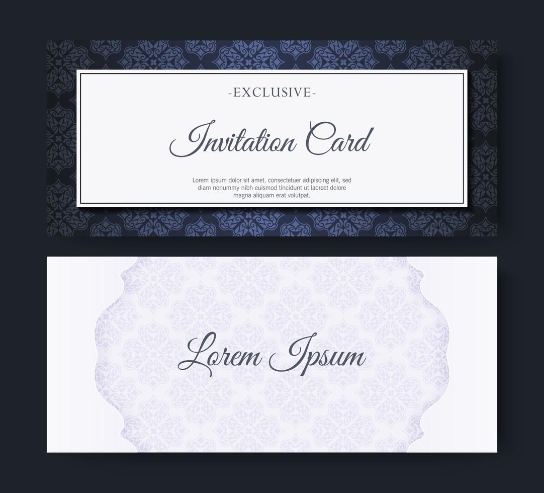 elegant blue pattern style invitation vector