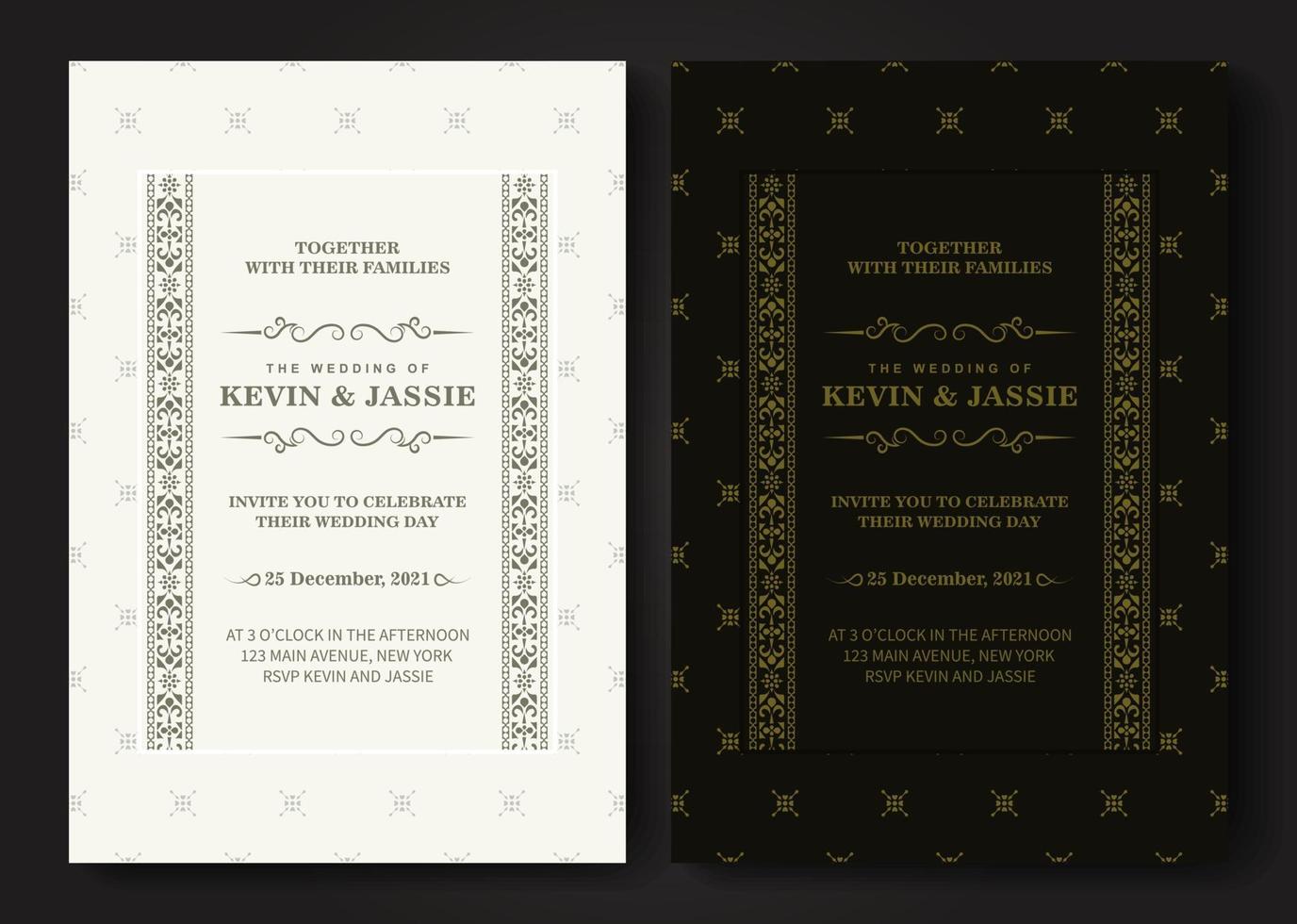 plantilla de tarjeta de invitación de vector dorado vintage de lujo