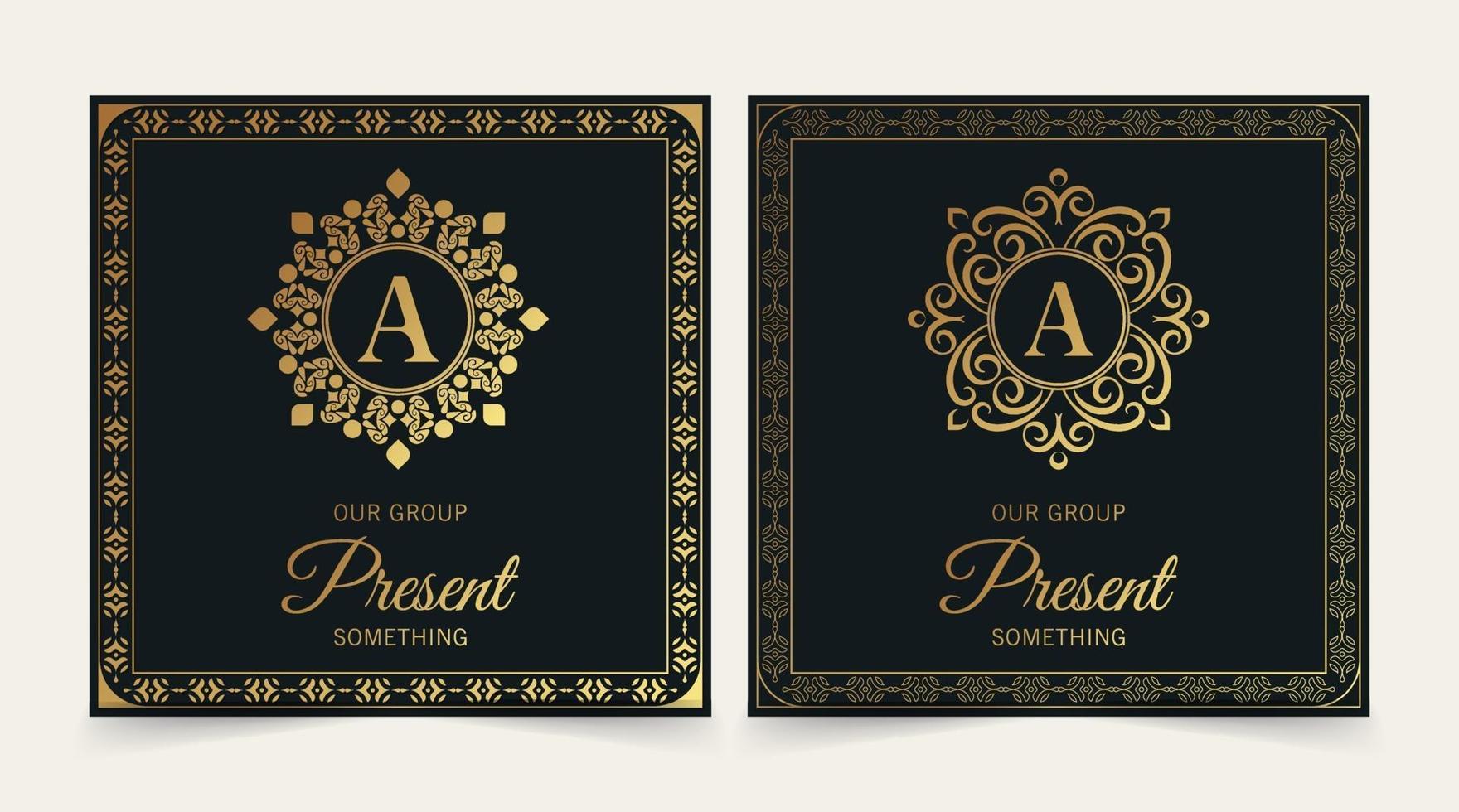 Luxury business card and vintage ornament logo vector template