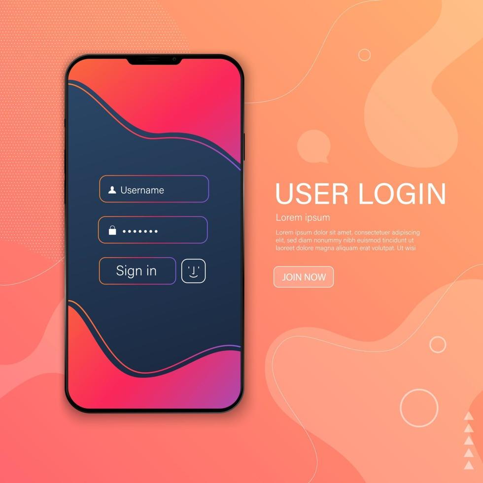 Sign Up Screen. Clean Mobile UI Design Concept. Flat Web Icons vector