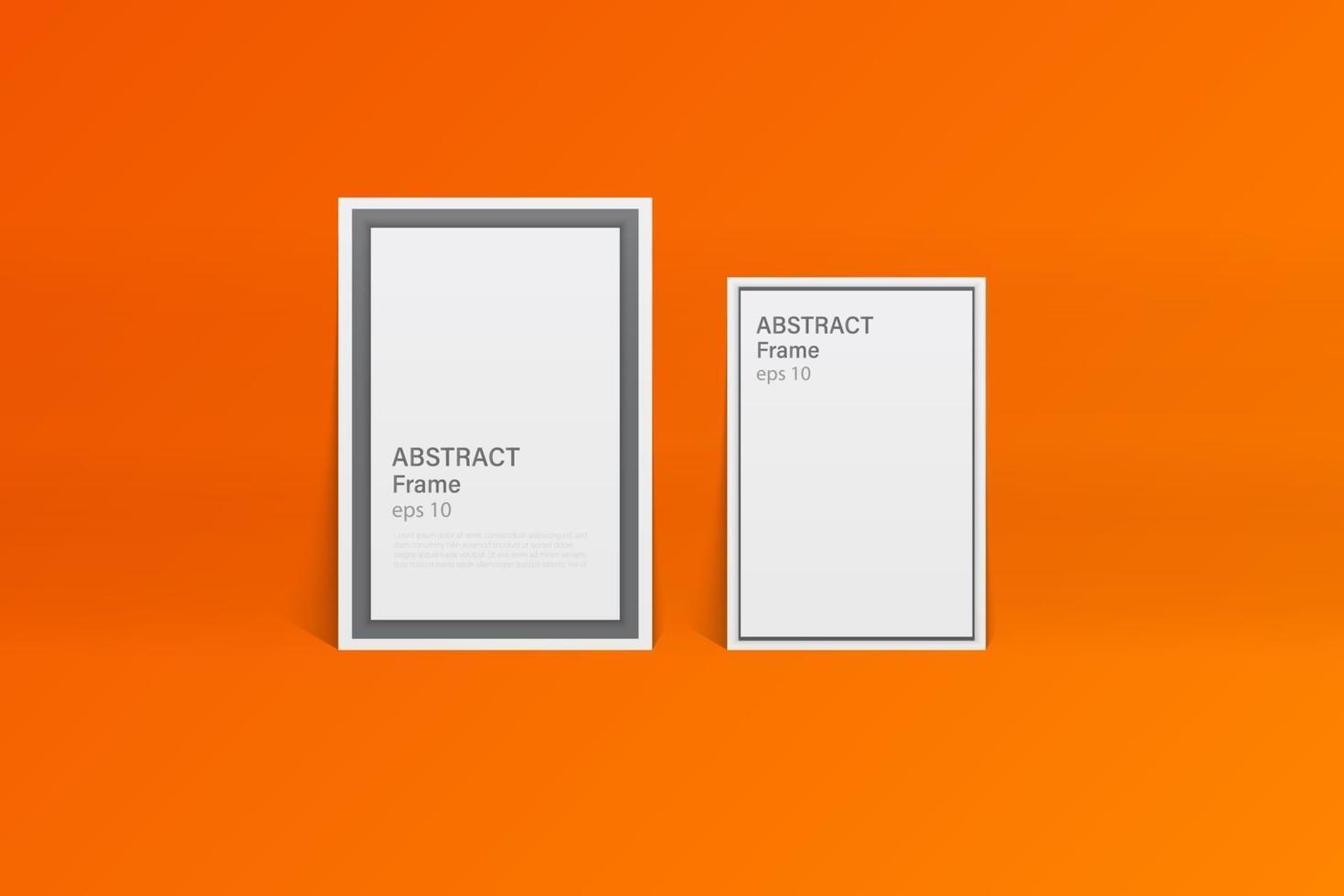 Blank Photo Frame in vivid orange studio room, Template mock up vector
