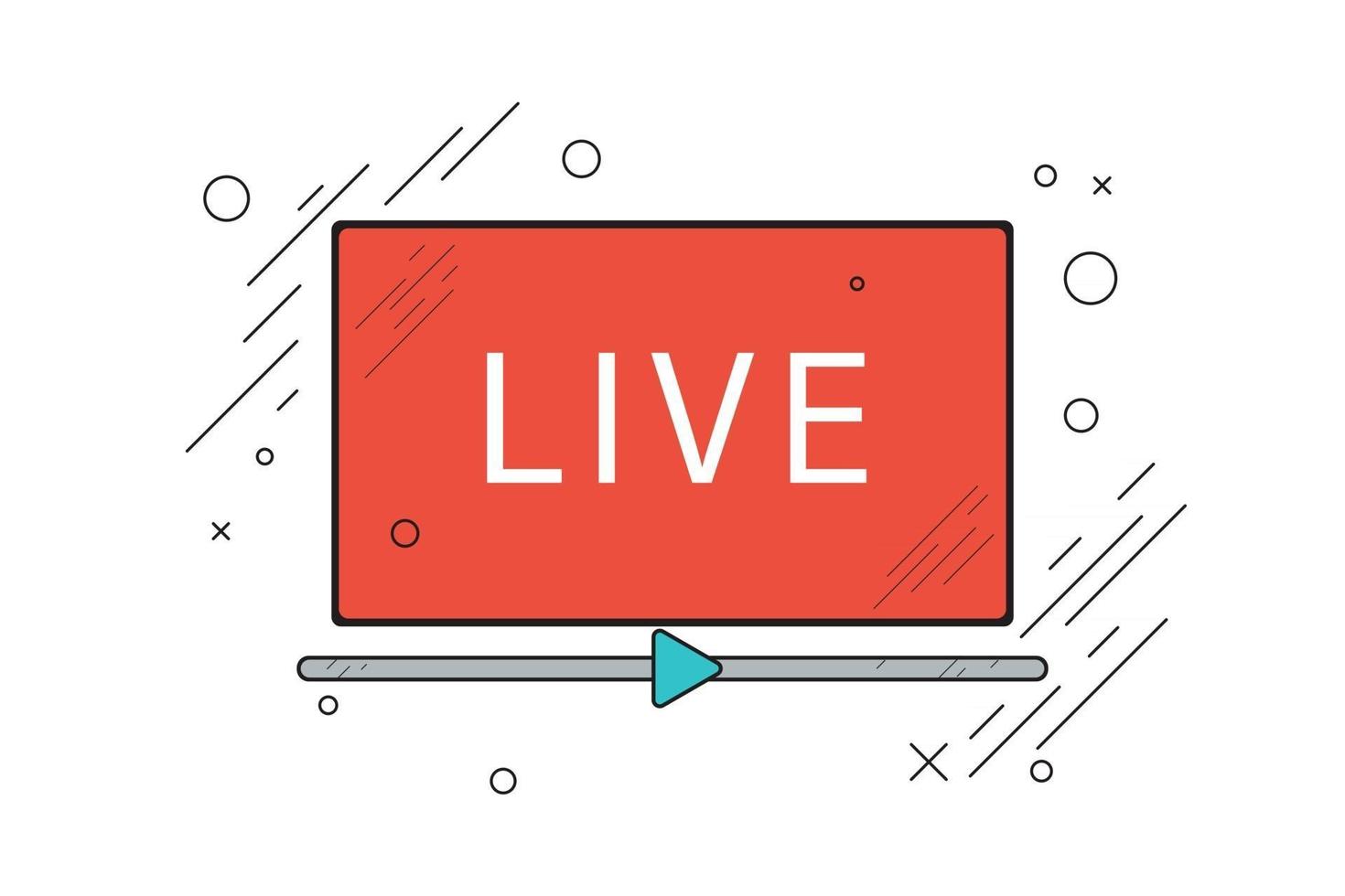Live stream red vector design element with play button