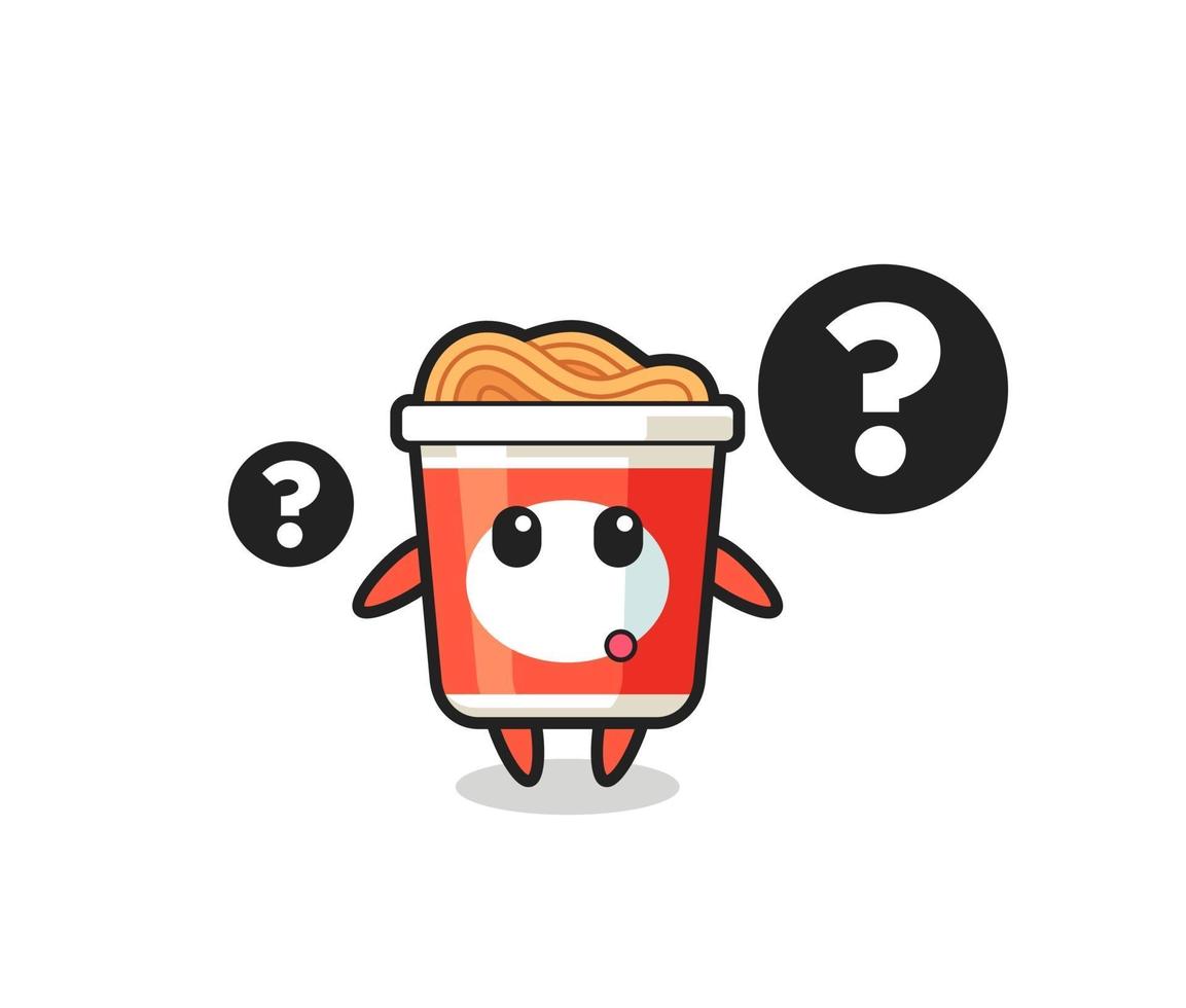 Cartoon Illustration of instant noodle with the question mark vector