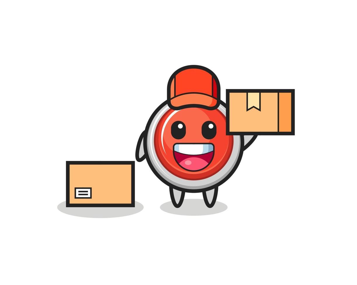 Mascot Illustration of emergency panic button as a courier vector