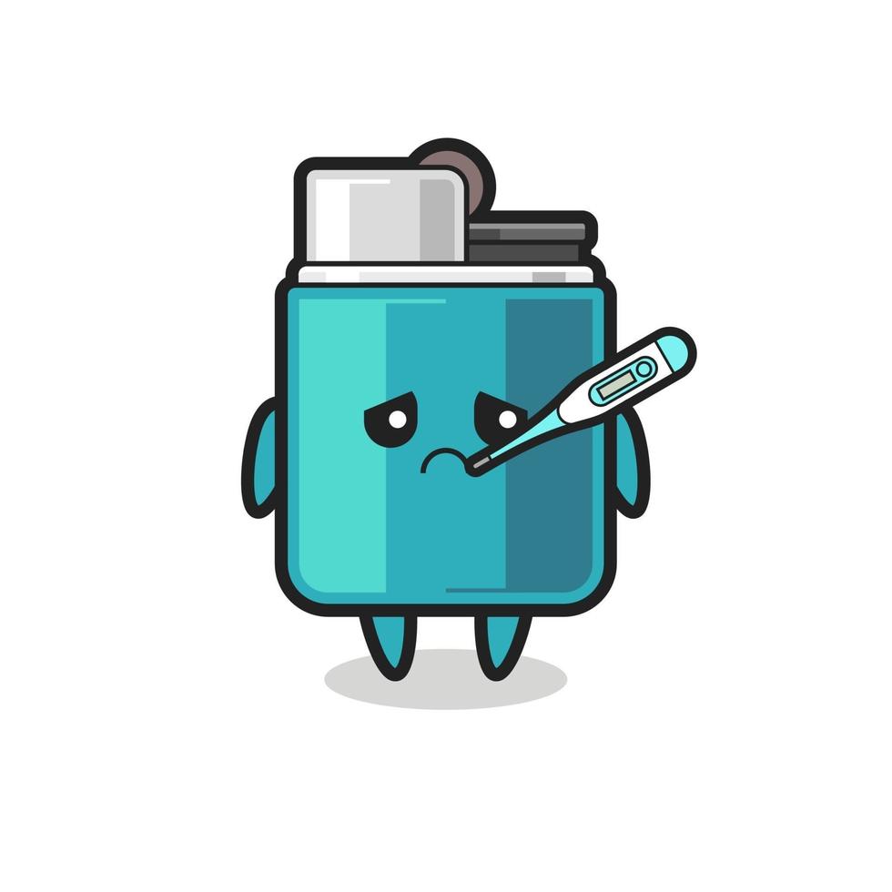 lighter mascot character with fever condition vector